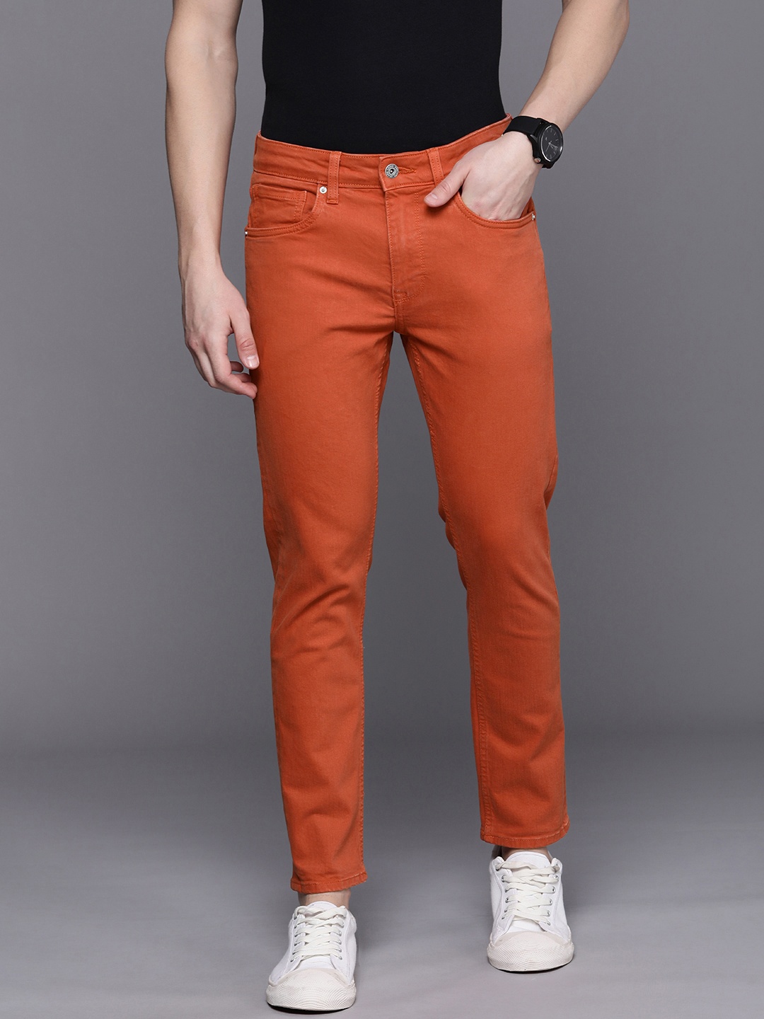 

Louis Philippe Jeans Men Mid-Rise Smart Skinny Fit Stretchable Jeans, Rust