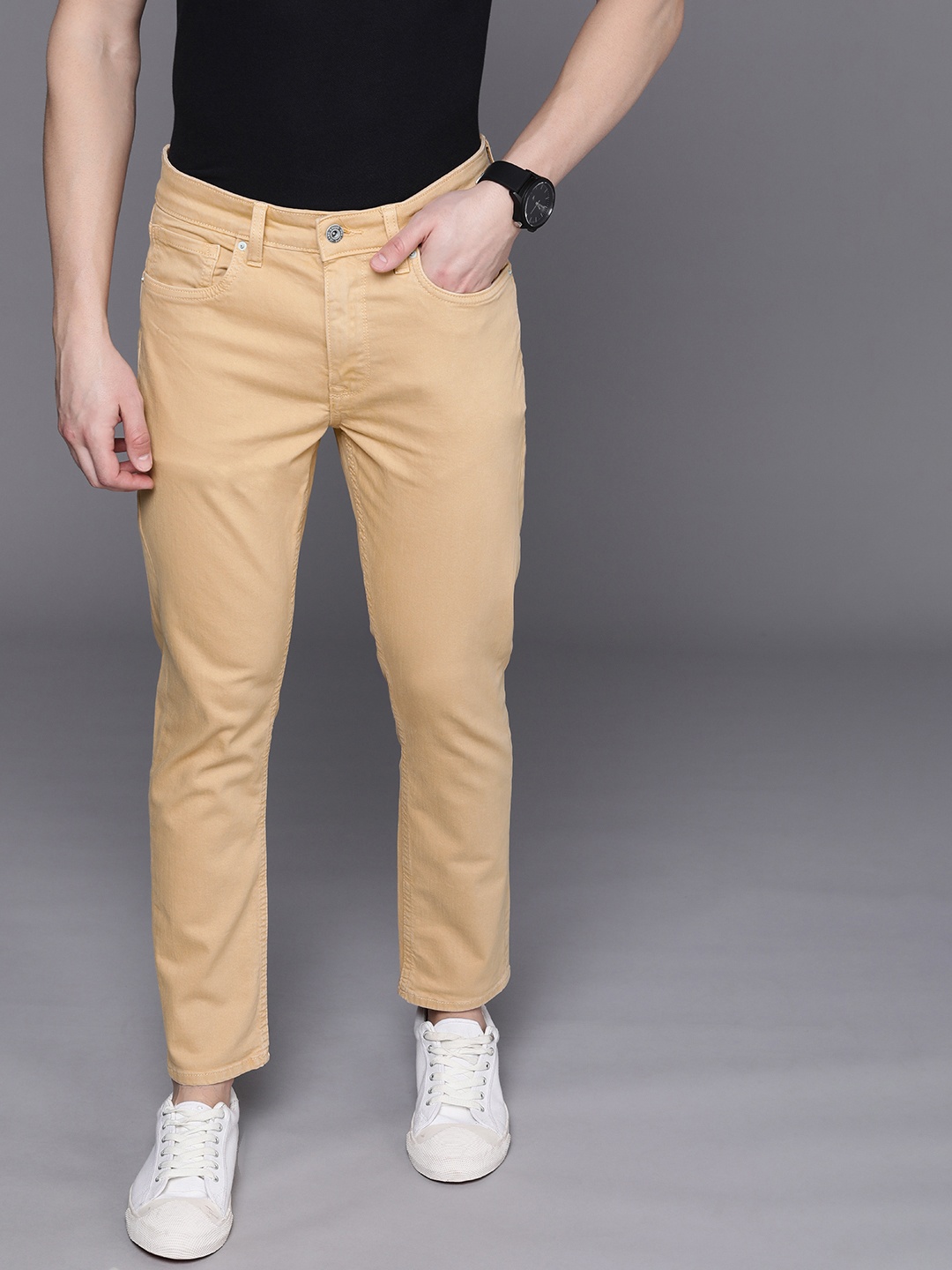 

Louis Philippe Jeans Men Mid-Rise Smart Skinny Fit Stretchable Jeans, Beige