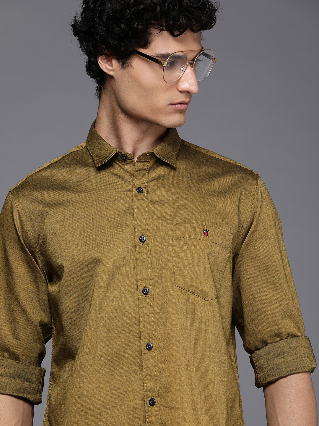 

Louis Philippe Jeans Men Slim Fit Pure Cotton Casual Shirt, Mustard