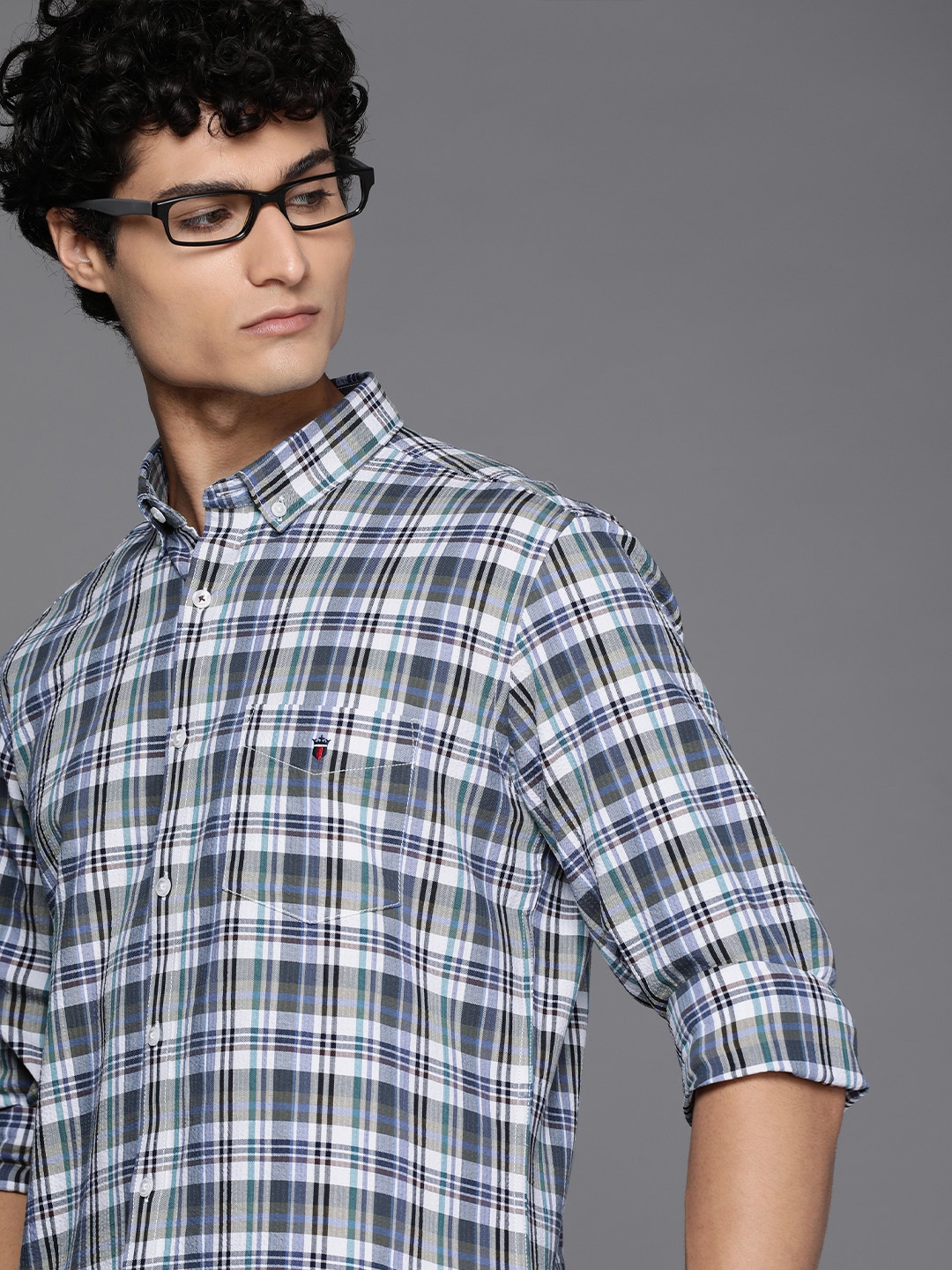 

Louis Philippe Sport Men Slim Fit Checked Pure Cotton Shirt, Multi