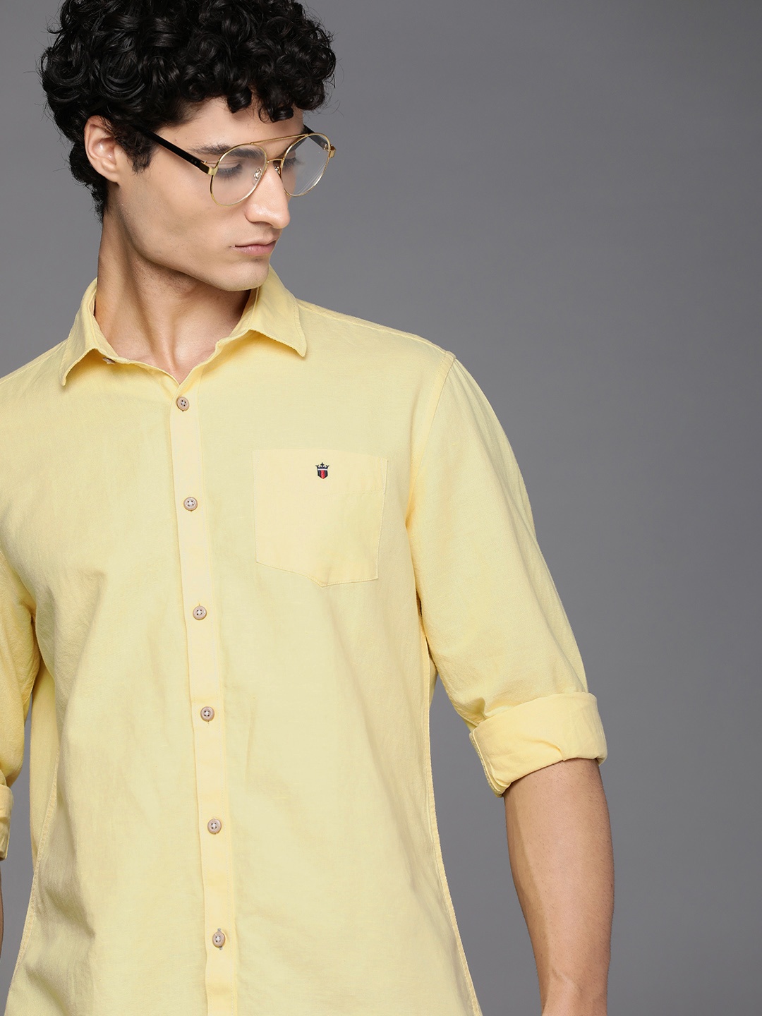 

Louis Philippe Sport Slim Fit Cotton-Linen Casual Shirt, Yellow