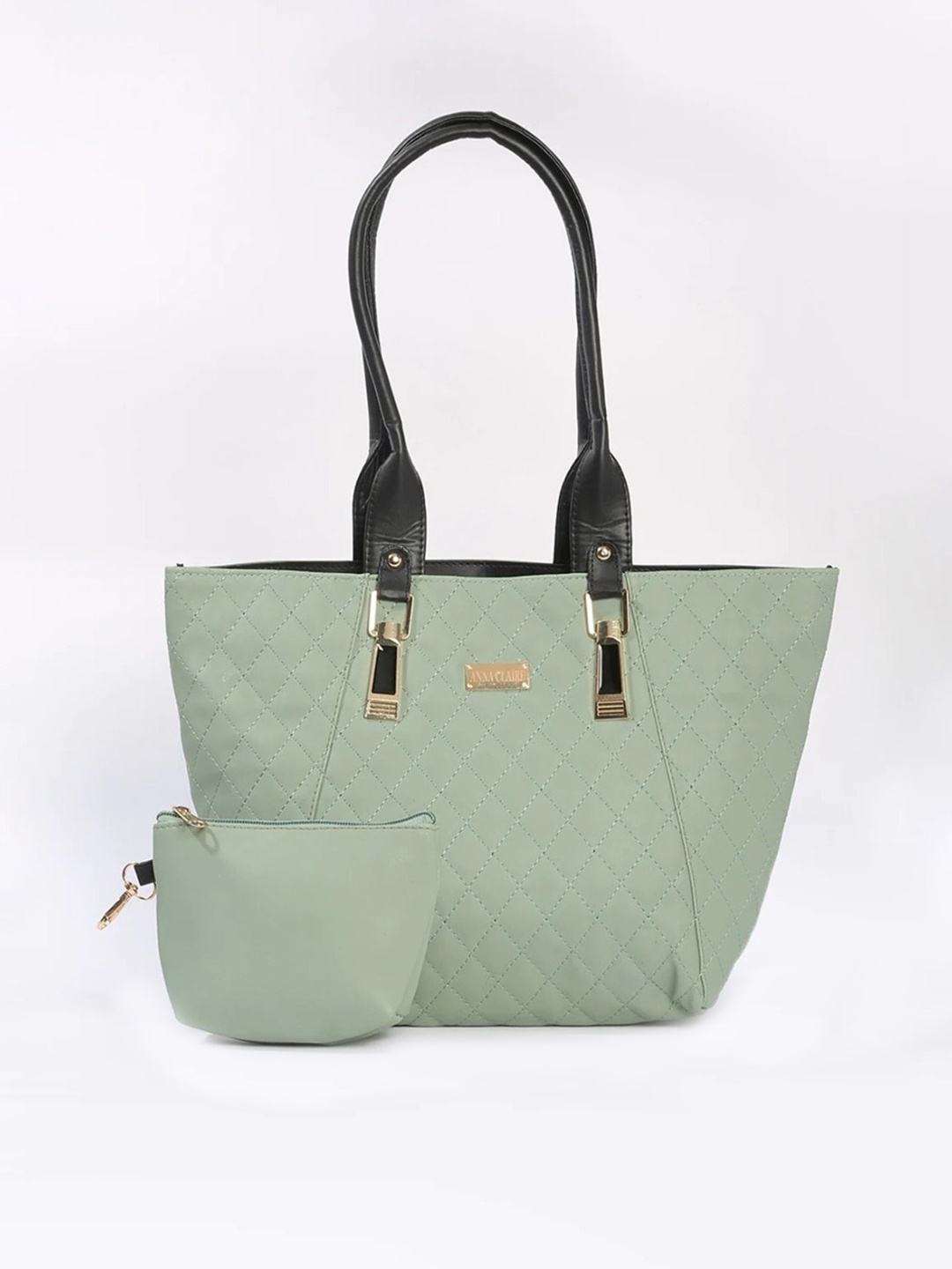

Anna Claire PU Structured Shoulder Bag with Quilted, Green