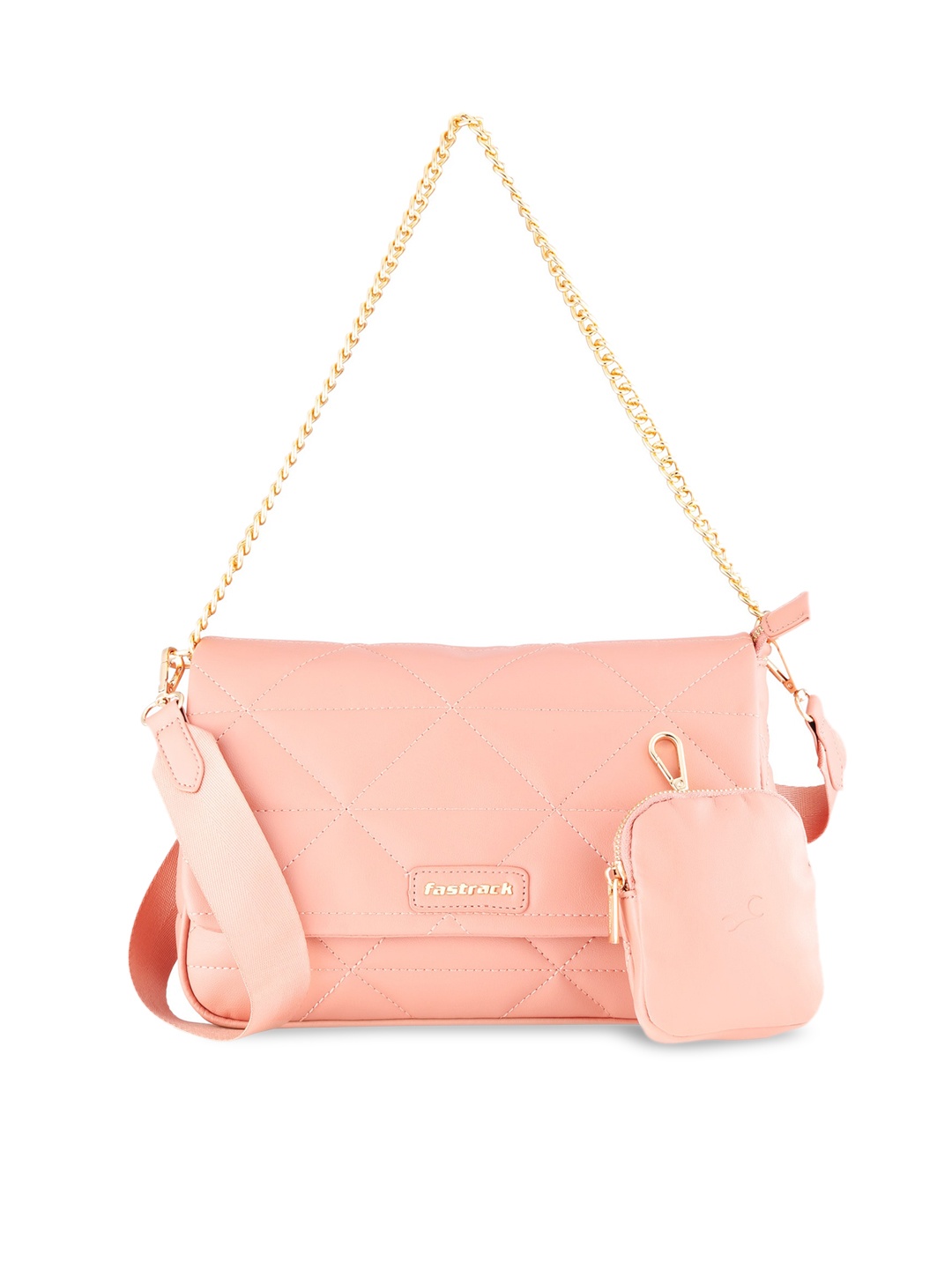 

Fastrack Textured PU Structured Shoulder Bag with Quilted, Pink