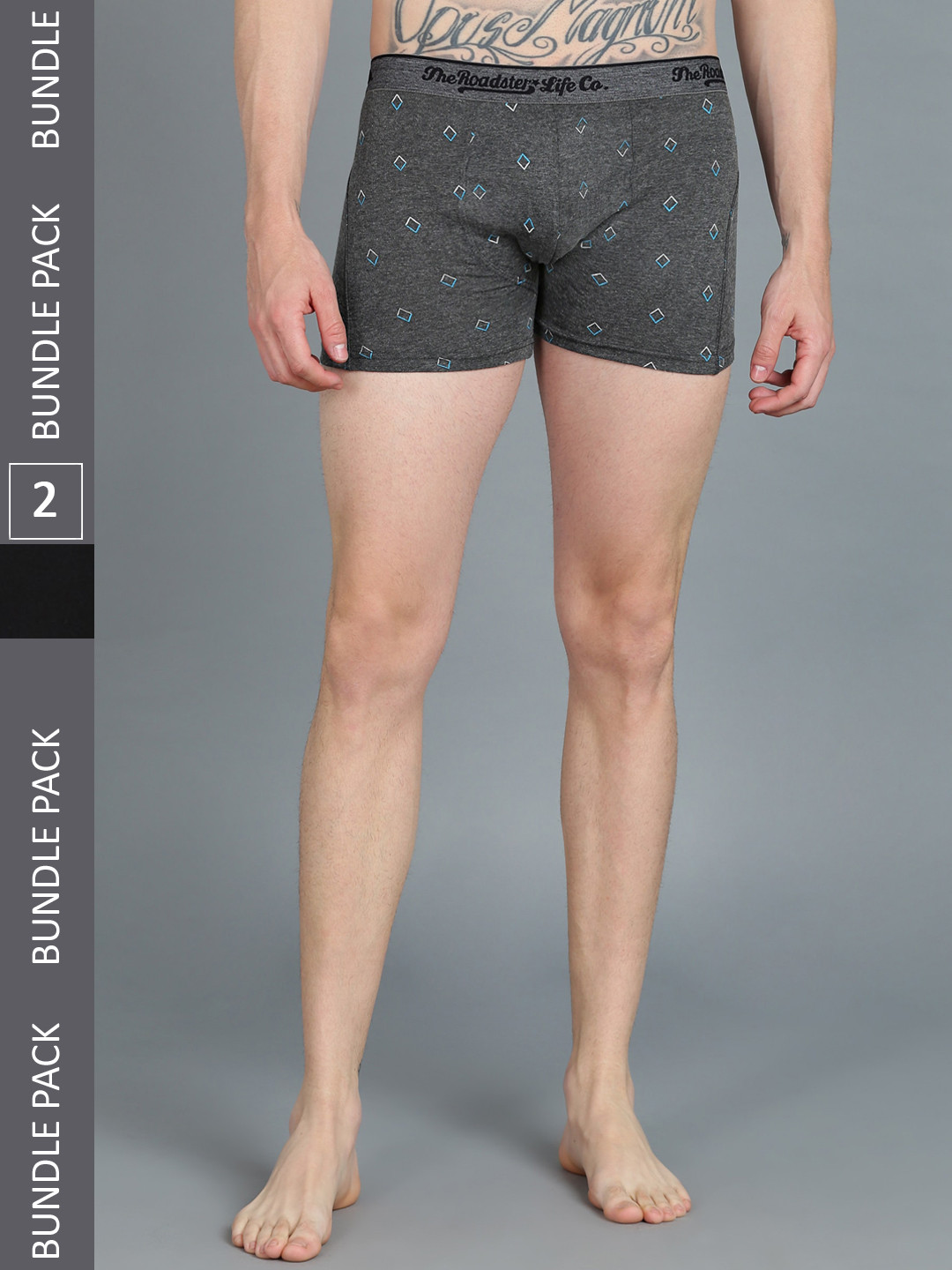 

Roadster Men Pack Of 2 Printed Cotton Cotton, Black