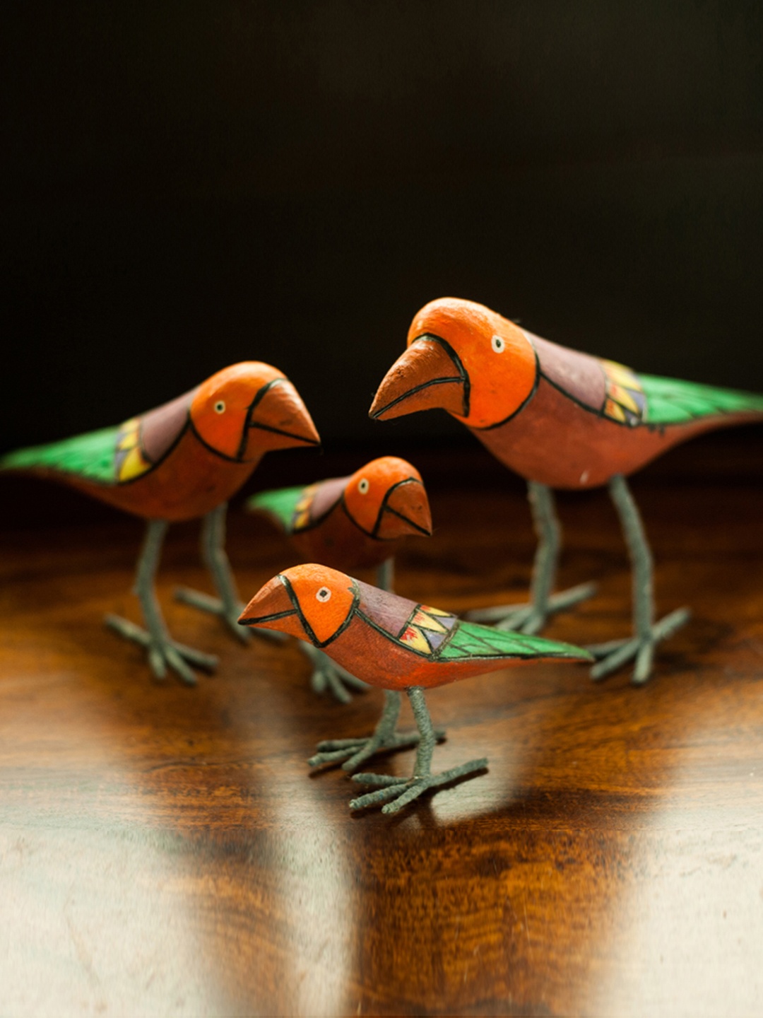 

ExclusiveLane Multicoloured Set Of 4 Hand-Painted Wooden Showpieces, Multi