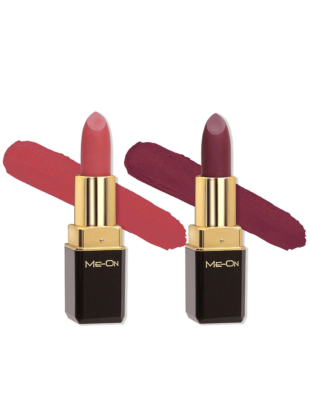 

ME-ON Set Of 2 Color Addict HD Matte Long-Lasting Bullet Lipsticks 4 g Each - Shade 21, 24, Rust