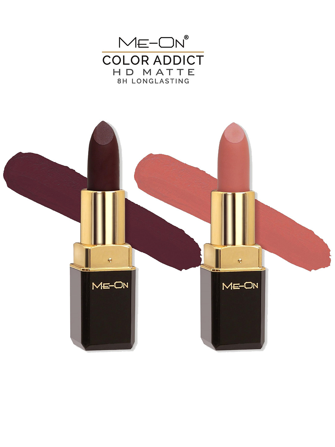 

ME-ON Color Addict Set Of 2 8H Long Lasting HD Matte Lipsticks-Shade 12-Shade 20, Maroon