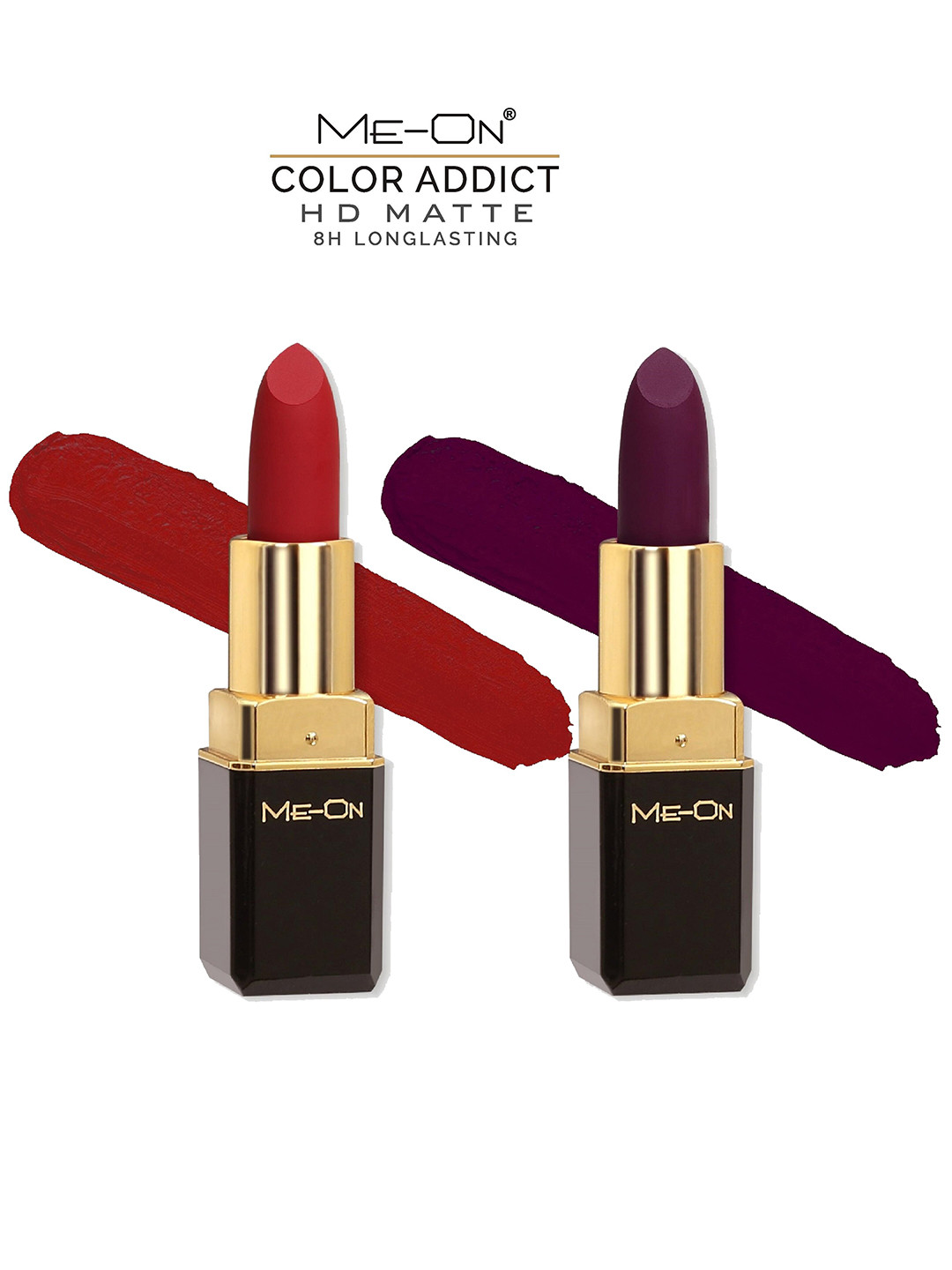 

ME-ON Color Addict Set Of 2 8H Long Lasting HD Matte Lipsticks-Shade 5-Shade 14, Assorted