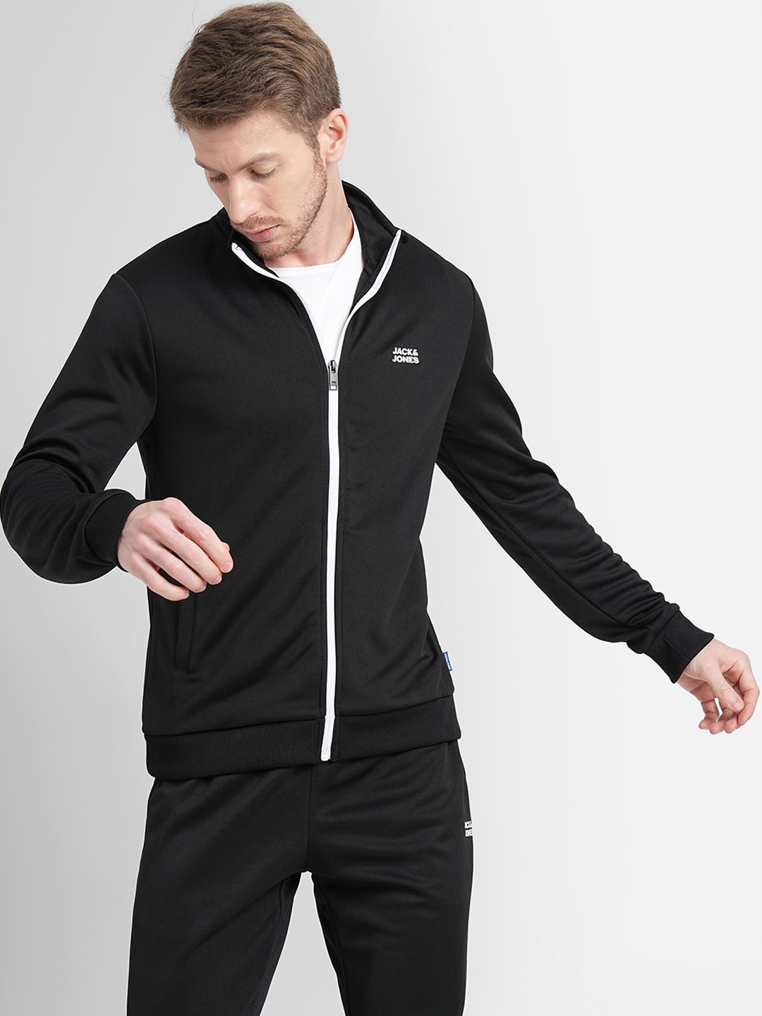 

Jack & Jones Men Mock Collar Tracksuit, Black