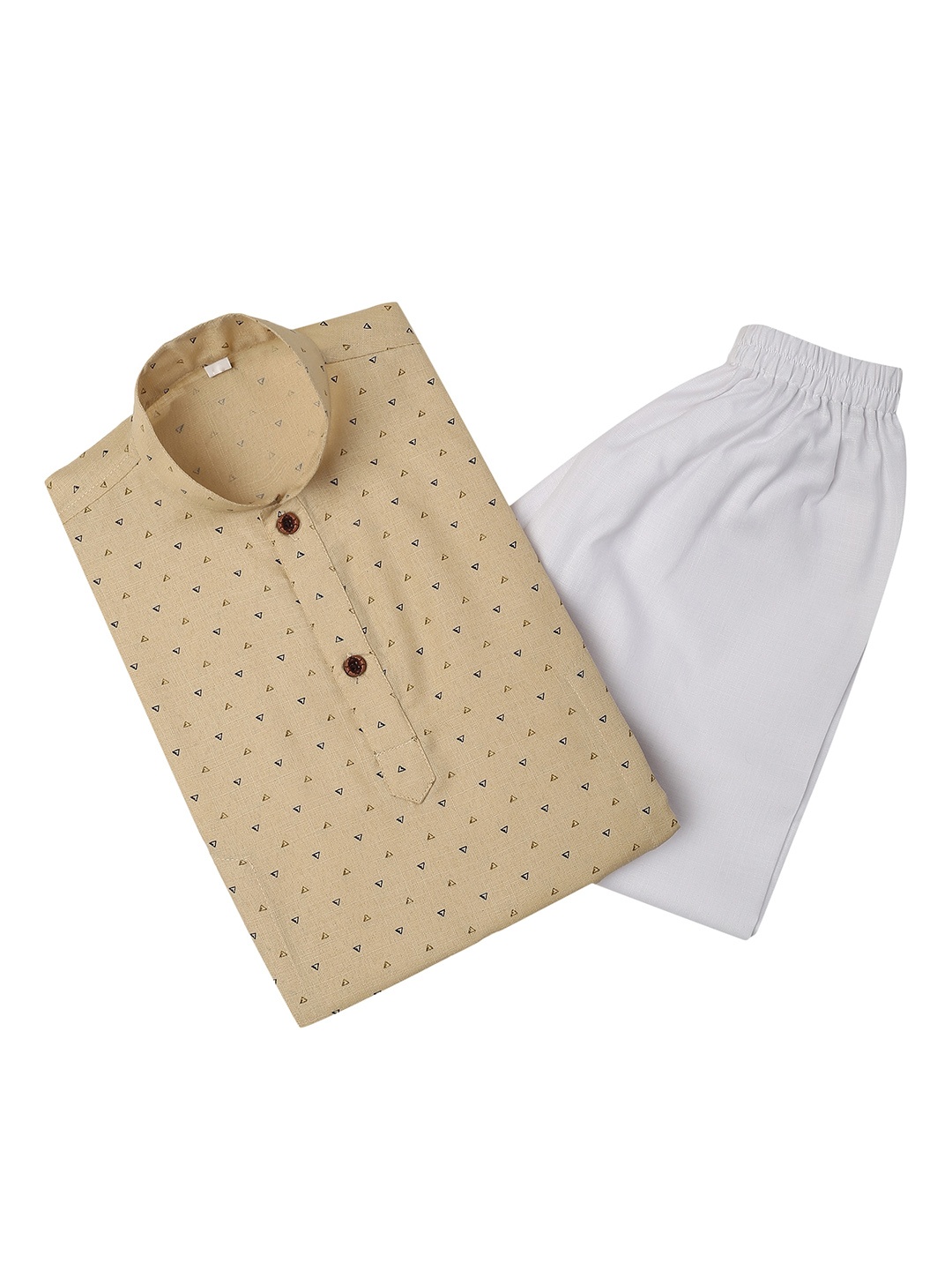 

Aj DEZInES Boys Printed Pure Cotton Kurta with Pyjamas, Beige