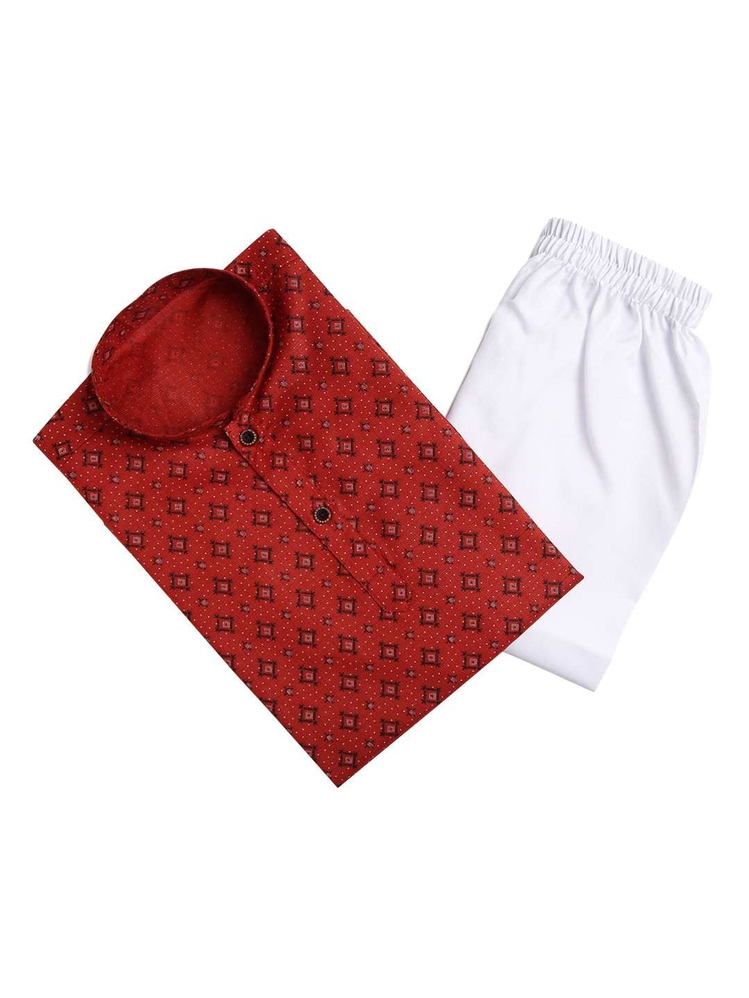 

Aj DEZInES Boys Printed Pure Cotton Kurta with Pyjamas, Maroon