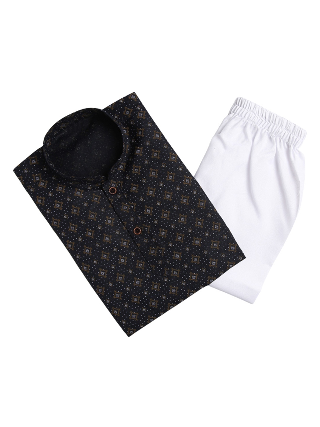 

Aj DEZInES Boys Printed Pure Cotton Kurta with Pyjamas, Navy blue