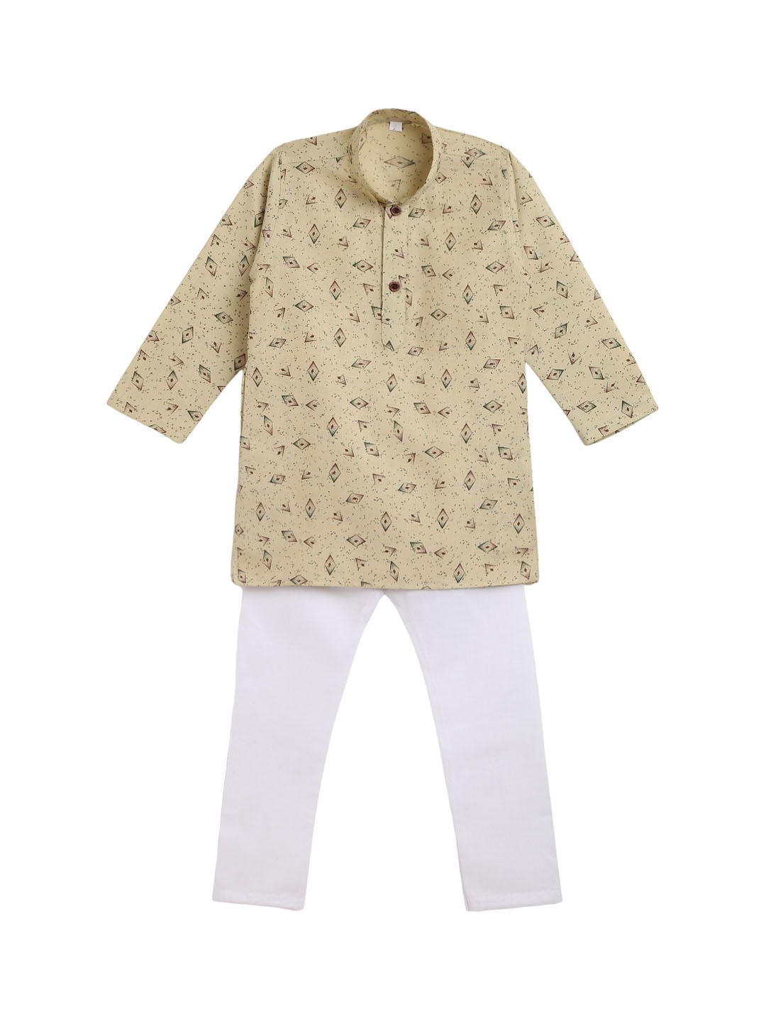 

Aj DEZInES Boys Printed Pure Cotton Kurta with Pyjamas, Beige