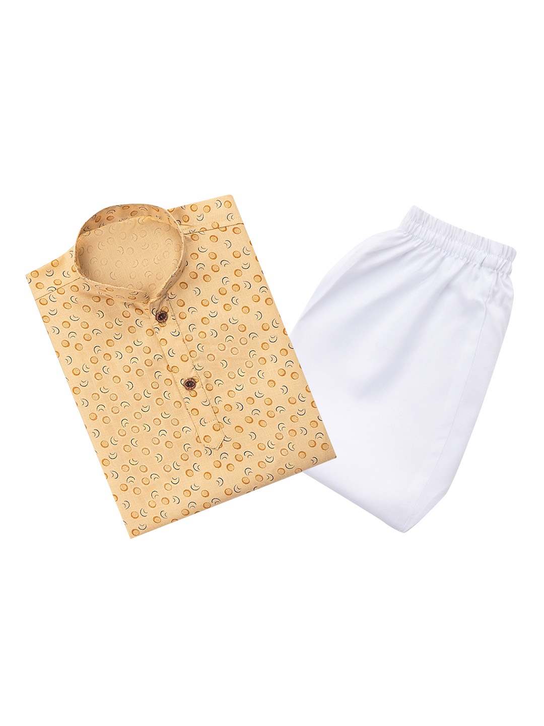

Aj DEZInES Boys Printed Pure Cotton Kurta with Pyjamas, Beige