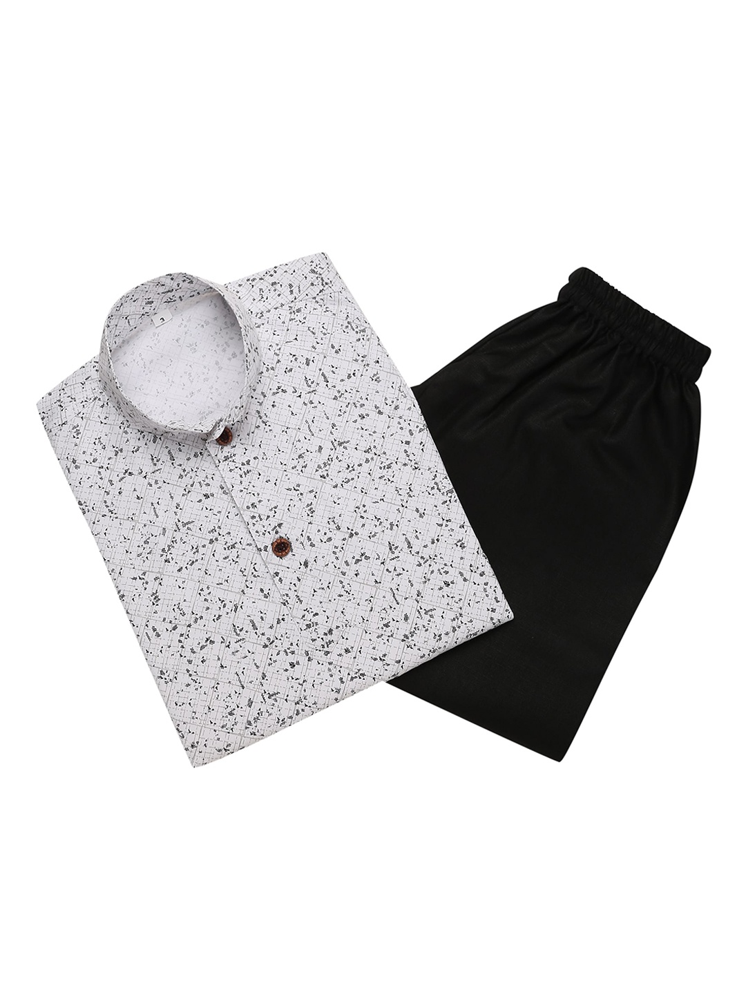 

Aj DEZInES Boys Printed Pure Cotton Kurta with Pyjamas, Black