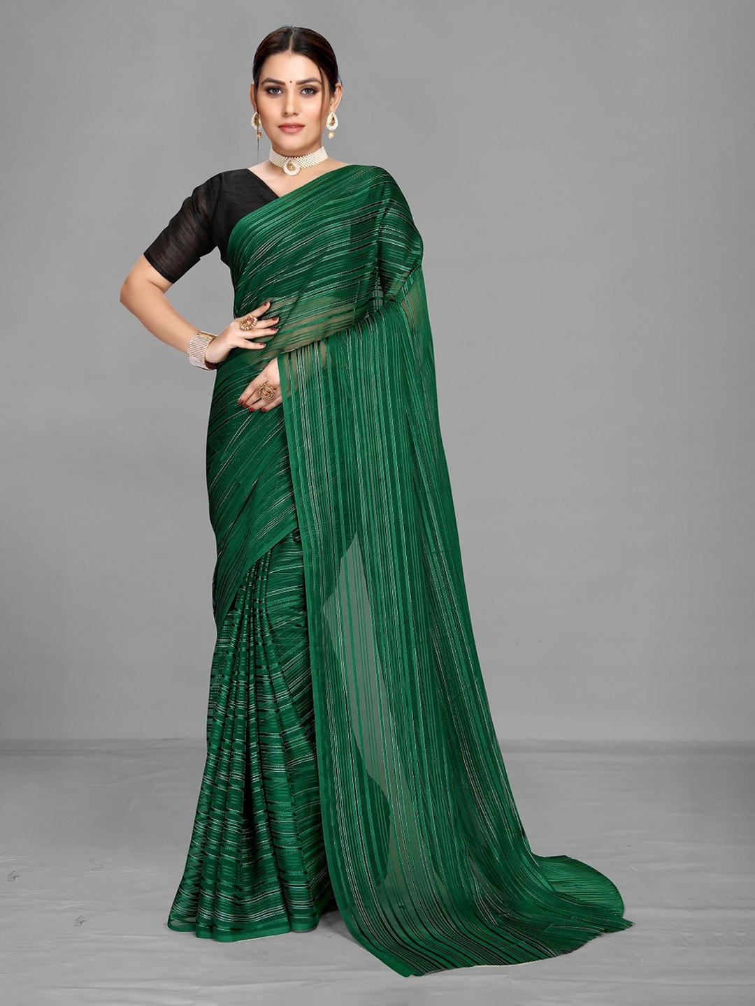 

Ethnic Yard Women Green Saree Blouse