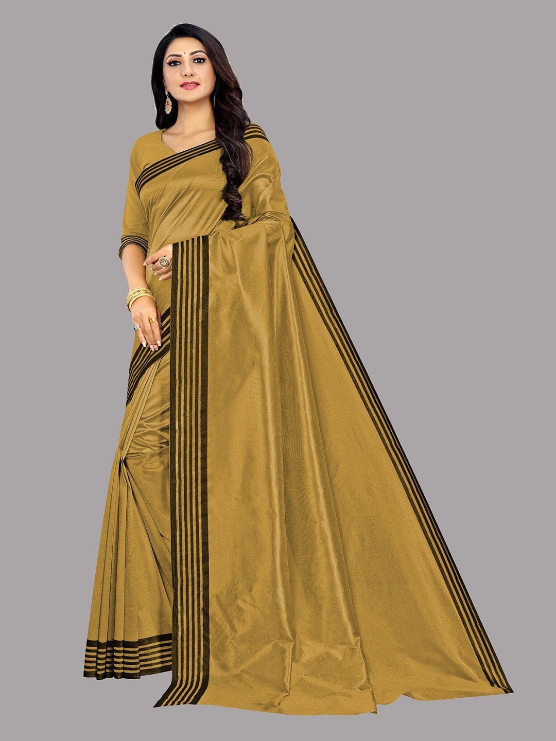 

Ethnic Yard Cotton Blend Saree, Yellow