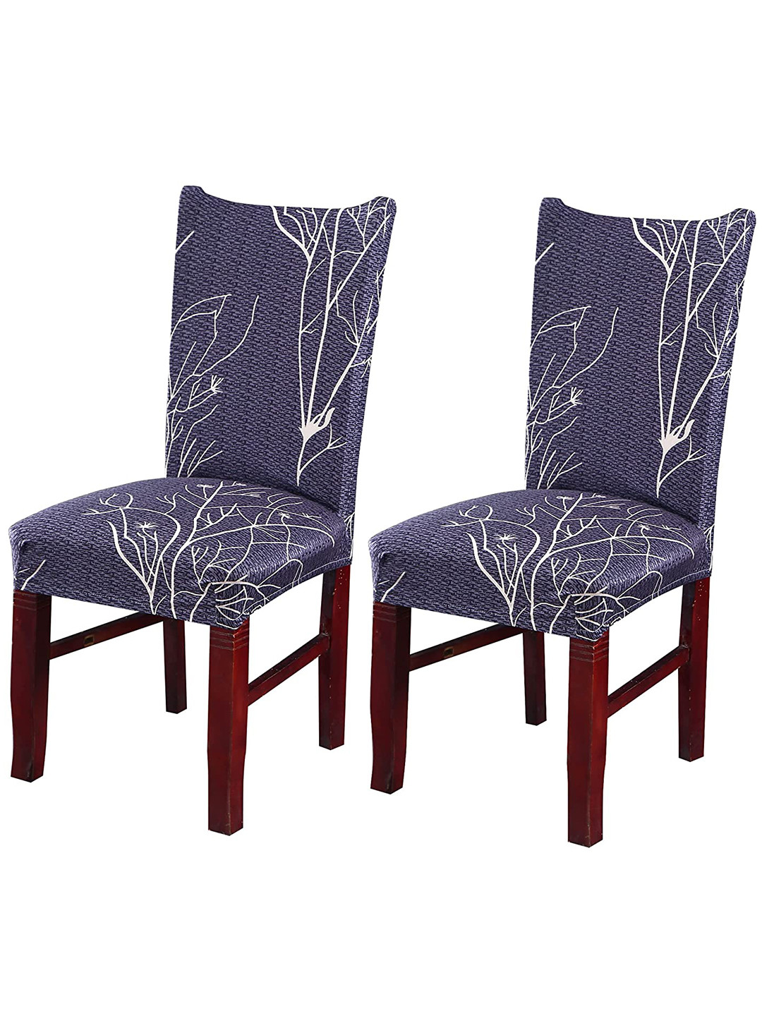 

HOUSE OF QUIRK Purple and White Set Of 2 Printed Chair Covers