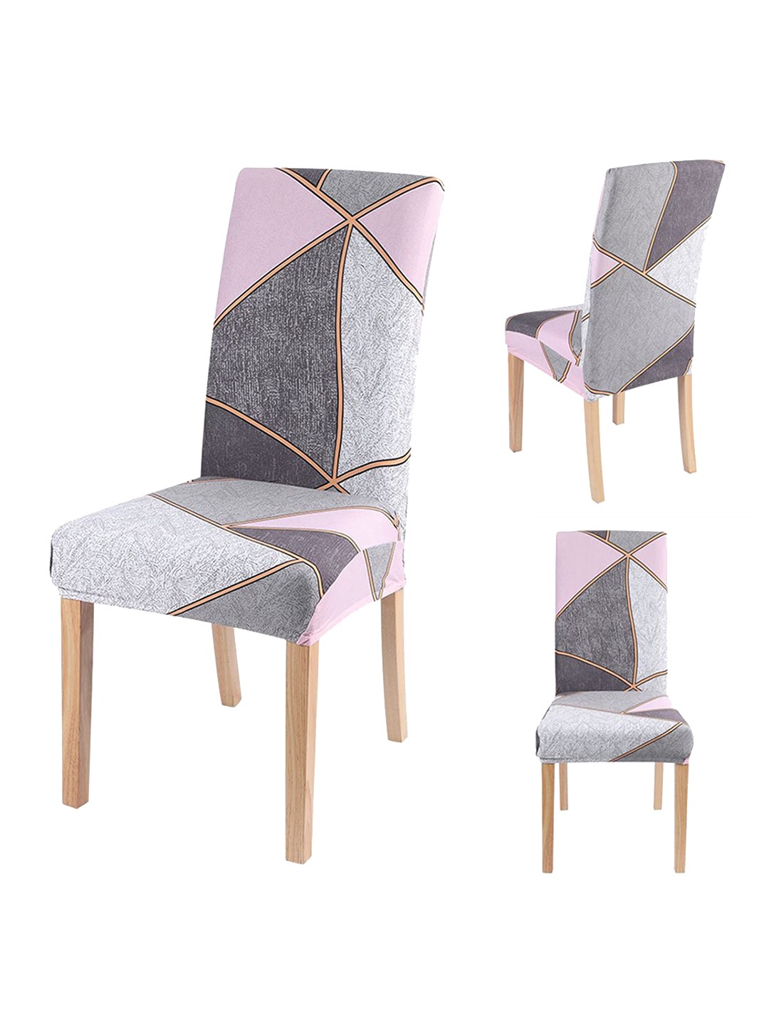 

HOUSE OF QUIRK Grey & Pink Set Of 2 Geometric Printed Chair Covers