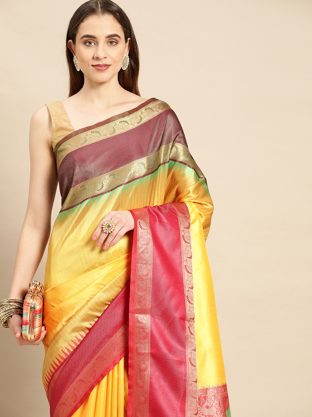 

VASTRANAND Woven Design Zari Banarasi Saree, Yellow