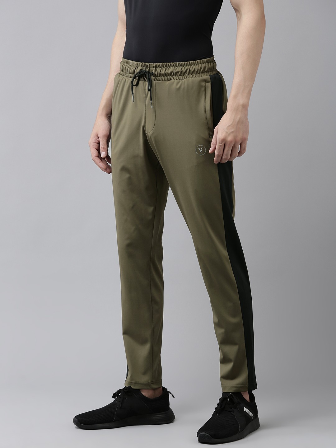 

Van Heusen Flex Men Slim Fit Sports Track Pants with Side Panelled Detail, Olive