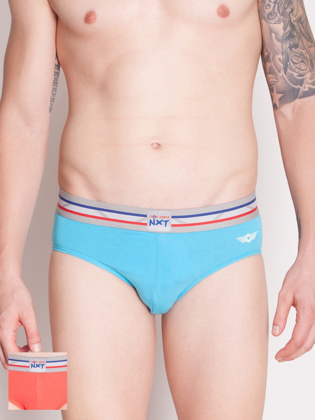 

Force NXT Men Pack of 2 Assorted Briefs, Turquoise blue