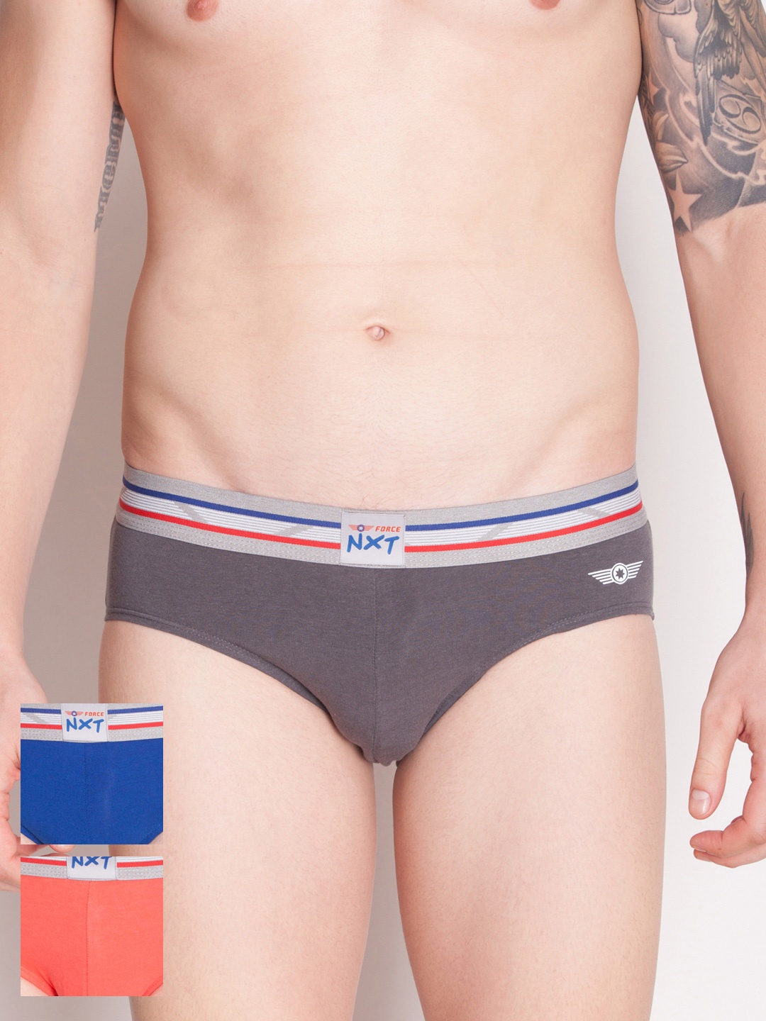 

Force NXT Men Pack of 3 Assorted Briefs, Brown
