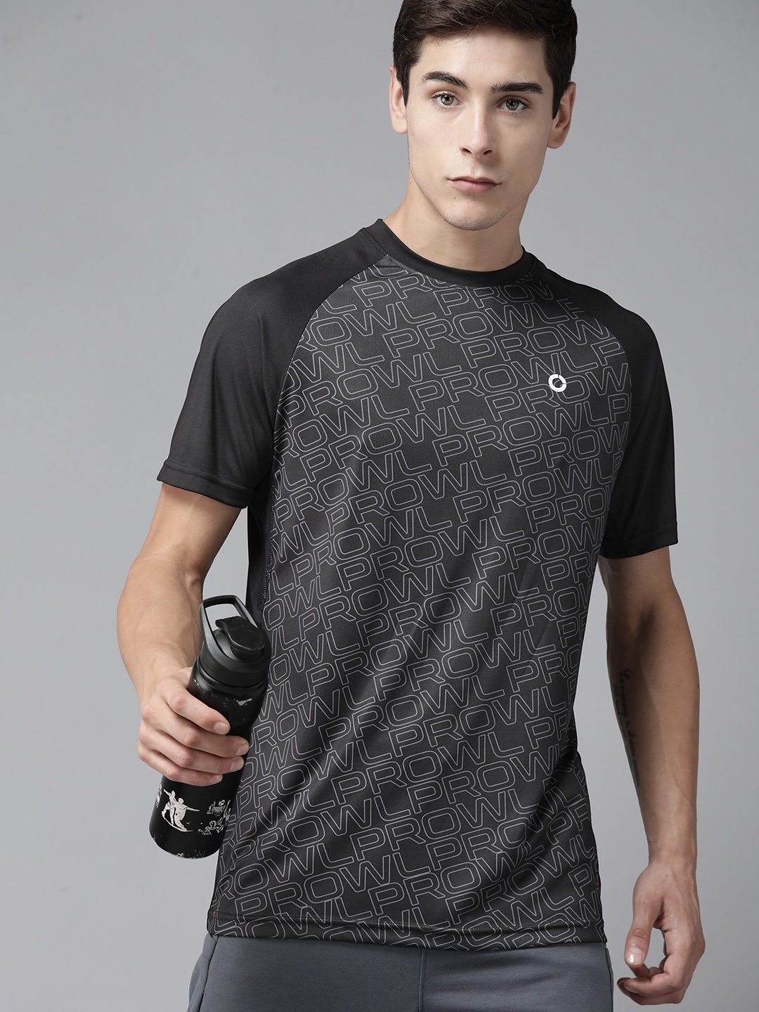 

Prowl Men Brand Logo Printed Running T-shirt, Black
