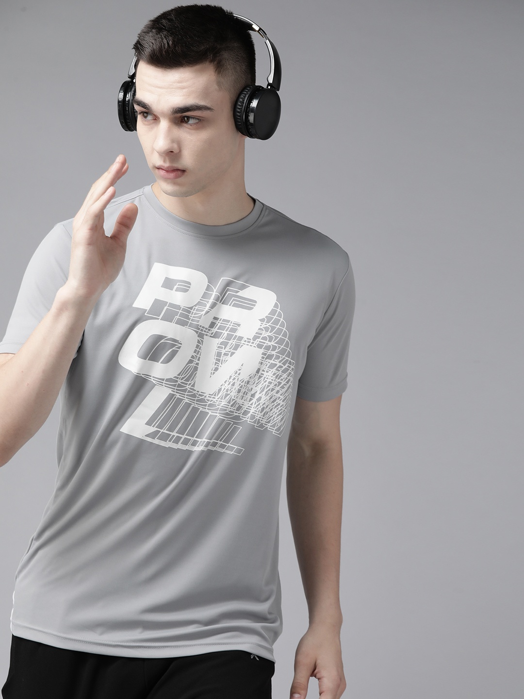 

Prowl Men Brand Logo Printed Running T-shirt, Grey