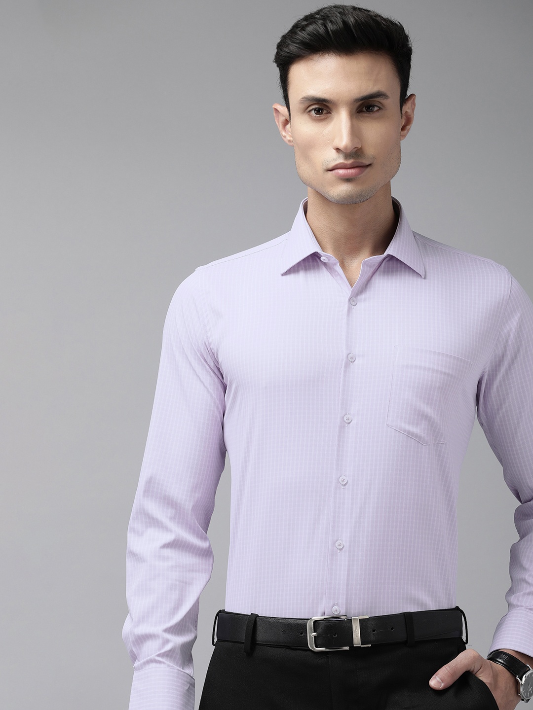

Van Heusen Slim Fit Checked Formal Shirt, Lavender