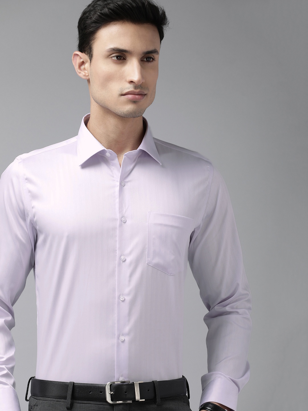 

Van Heusen Men Slim Fit Striped Formal Shirt, Purple