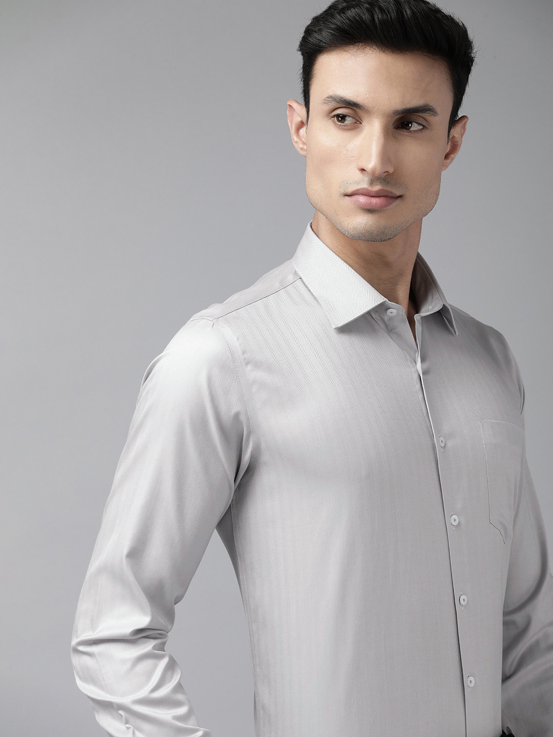 

Van Heusen Pure Cotton Slim Fit Striped Formal Shirt, Grey