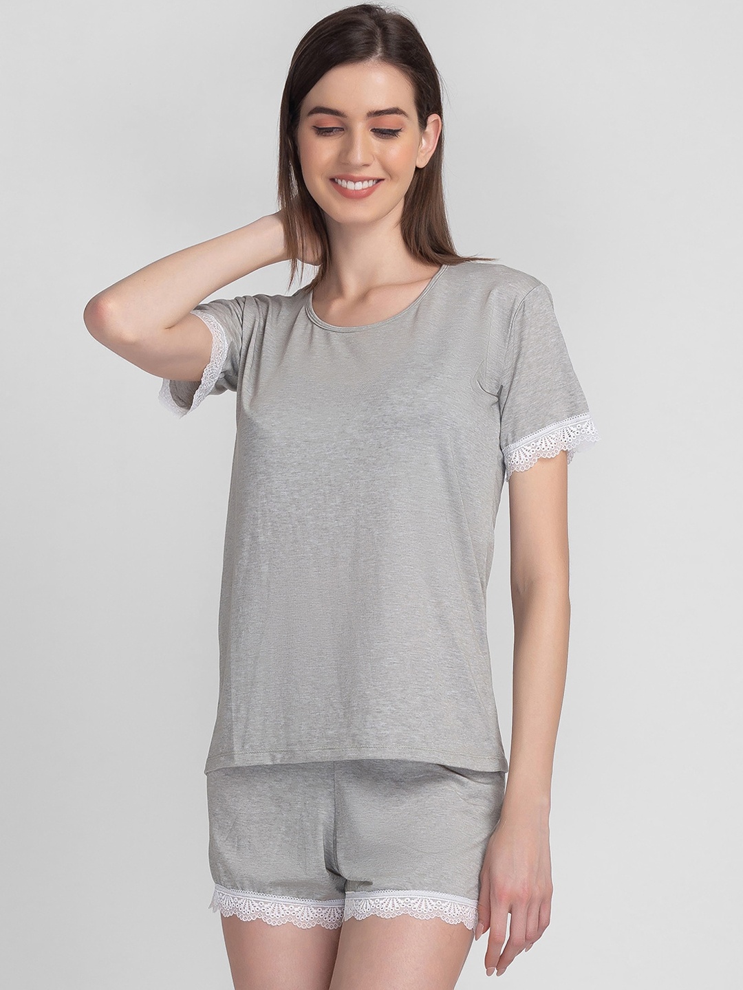 

Candyskin Women Round Neck Night suit, Grey