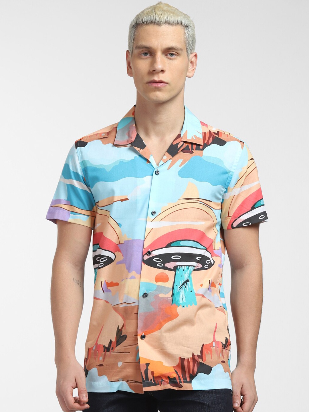 

Jack & Jones Men Cotton Printed Casual Shirt, Brown