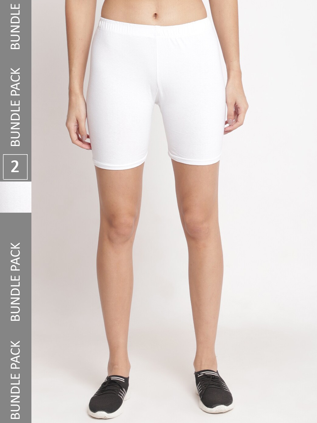 

Jinfo Women Pack Of 2 Cotton Cycling Shorts, White