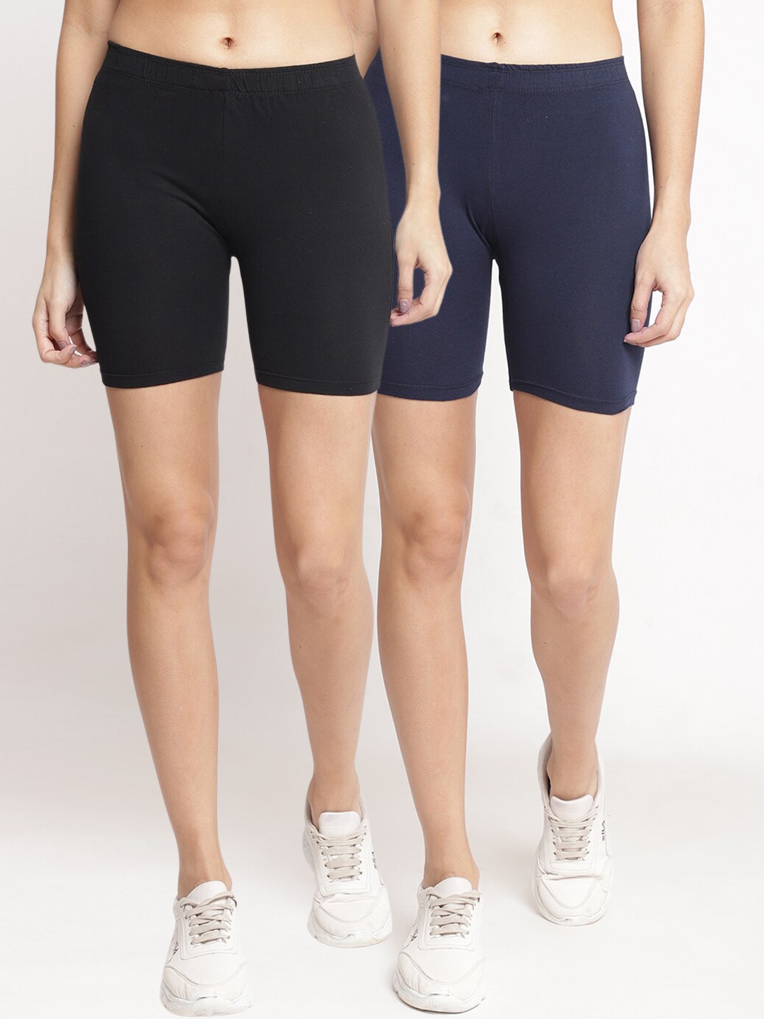 

Jinfo Women Pack Of 2 Cotton Cycling Shorts, Black