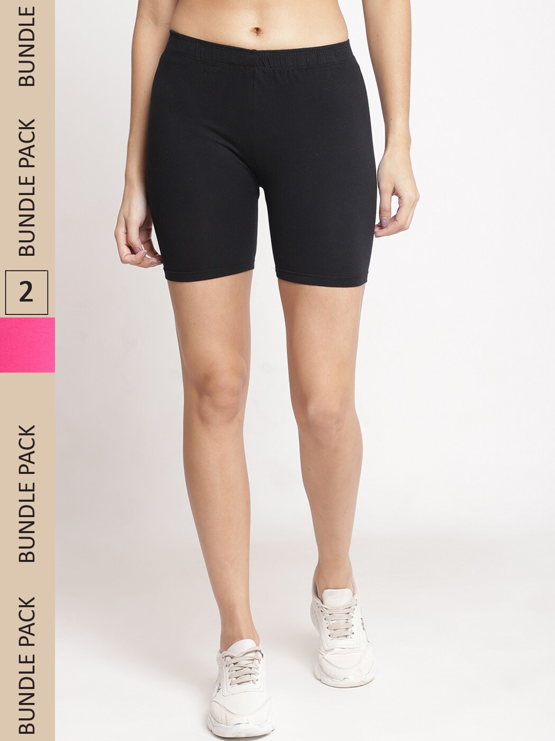 

Jinfo Women Pack of 2 Cotton Cycling Sports Shorts, Black
