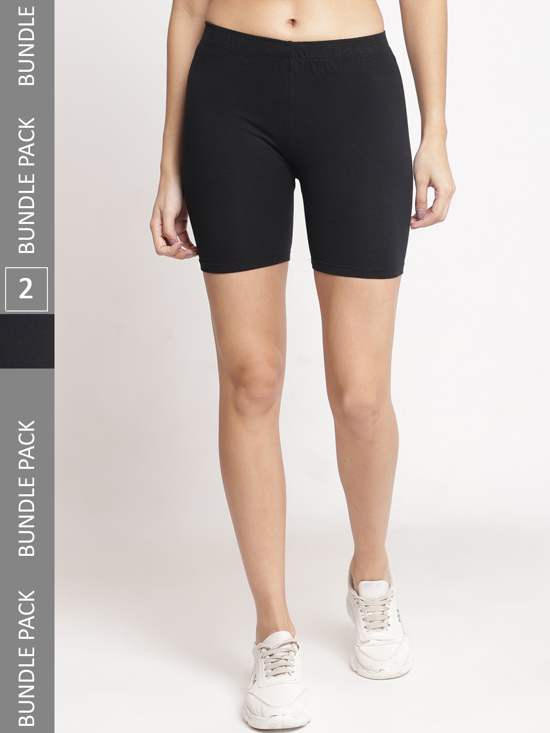 

Jinfo Women Pack of 2 Cotton Cycling Sports Shorts, Black