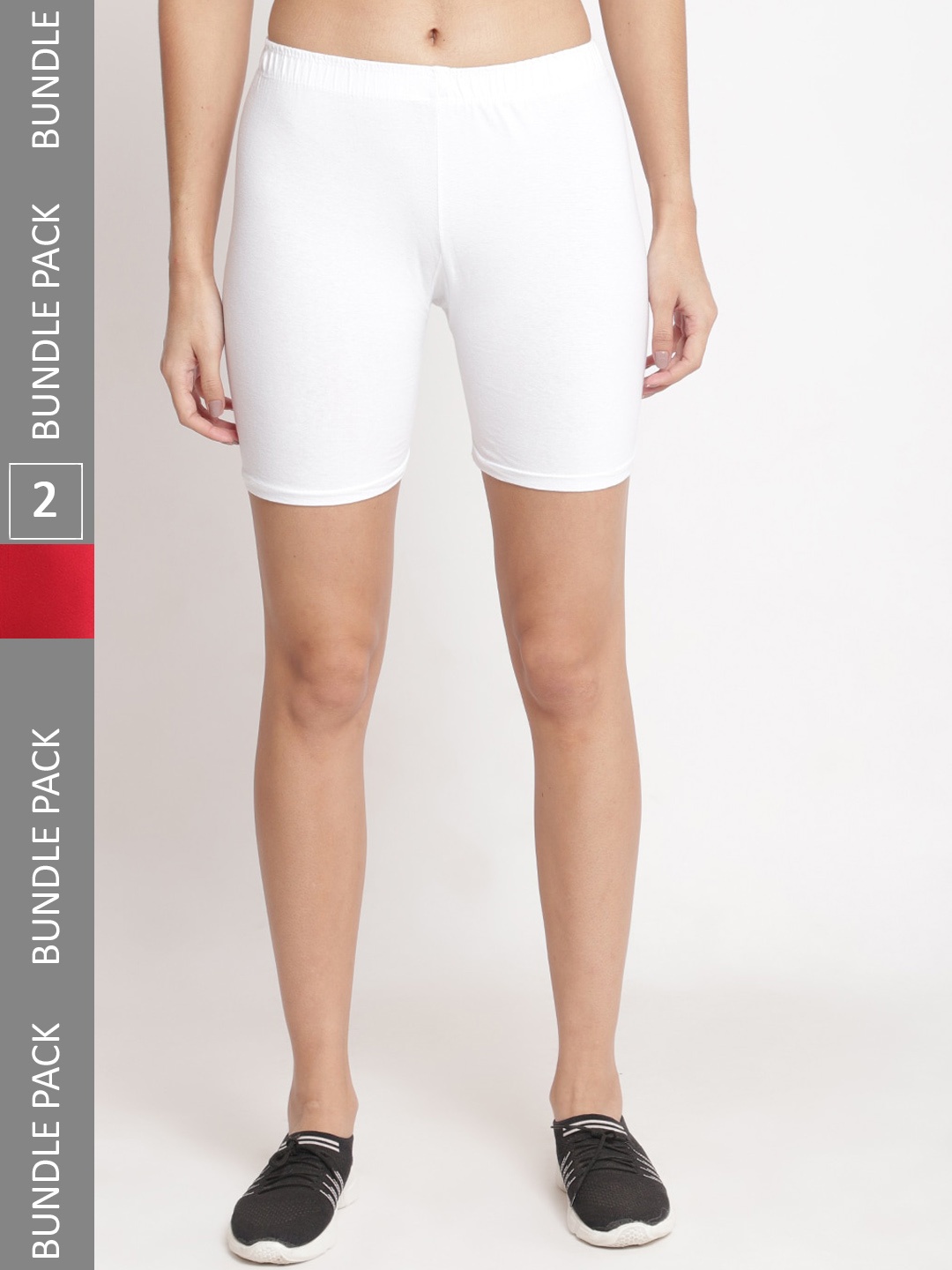 

Jinfo Women Pack Of 2 Cycling Sports Shorts, White