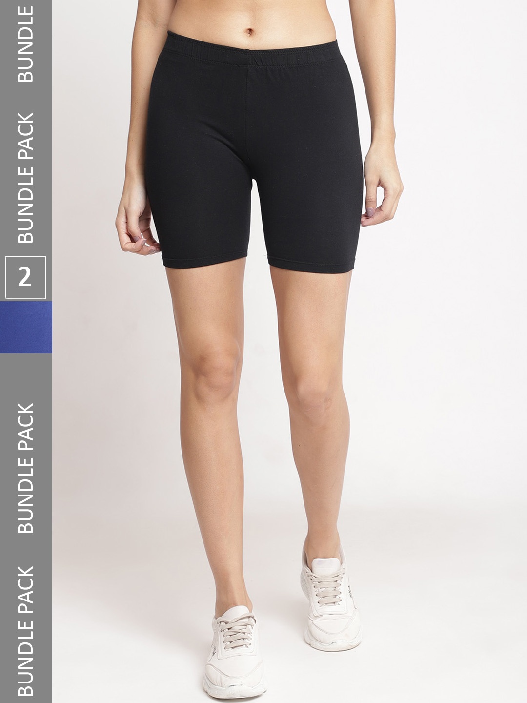 

Jinfo Women Pack Of 2 Cycling Cotton Sports Shorts, Black