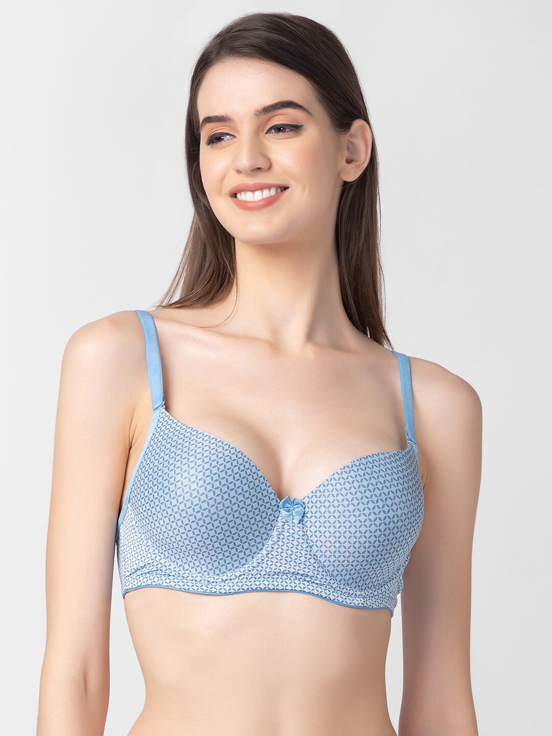 

Candyskin Printed Underwired Lightly Padded Bra, Blue