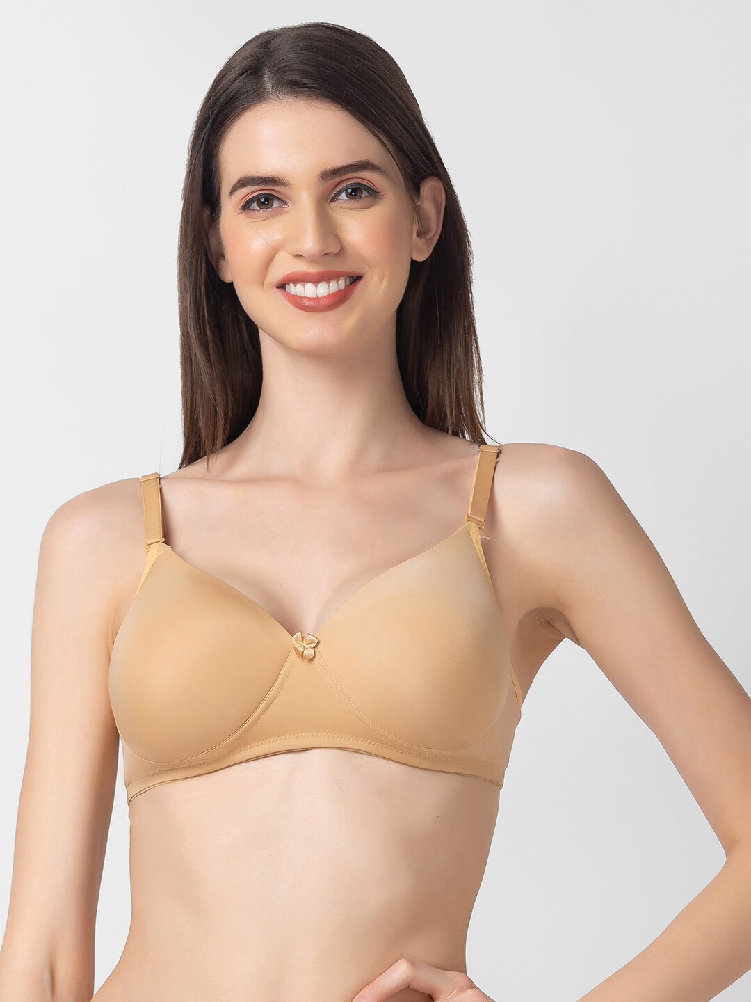 

Candyskin Solid Nylon Lightly Padded Non-Wired Bra, Beige