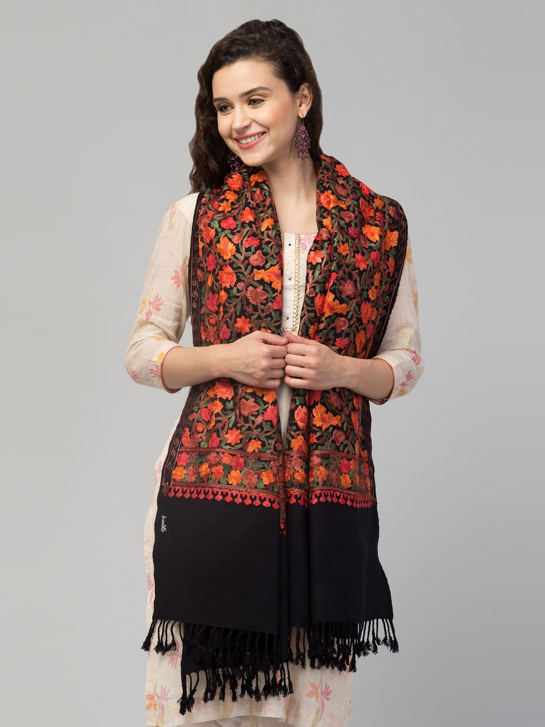 

Tweedle Women Kashmiri Aari Embroidered Shawl, Black