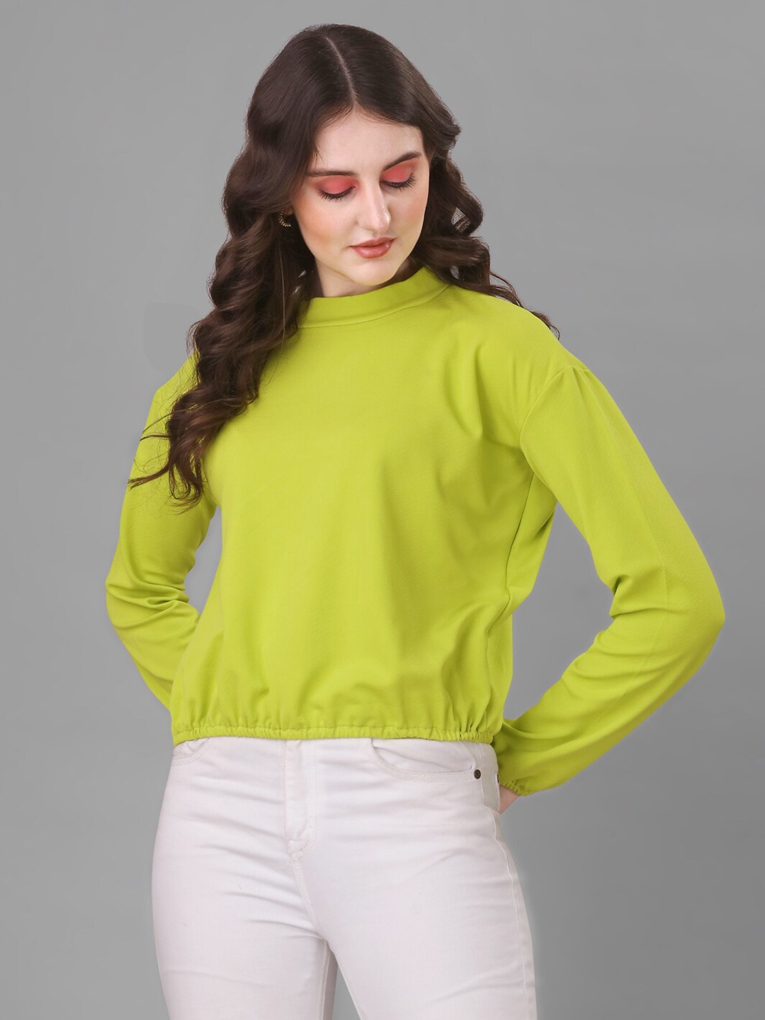 

Urban Luxe High Neck Top, Fluorescent green