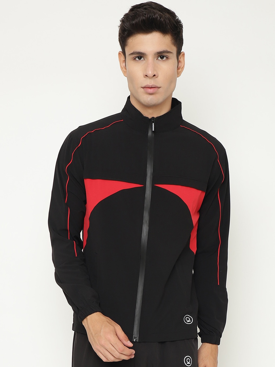 

CHKOKKO Men Colourblocked Windcheater and Water Resistant Training or Gym Sporty Jacket, Black