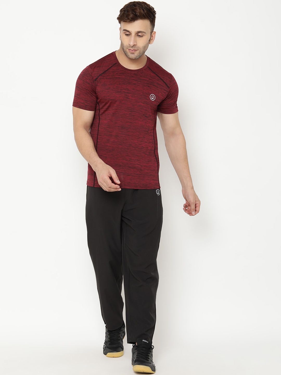 

CHKOKKO Men Half Sleeves Sports Tracksuit, Maroon