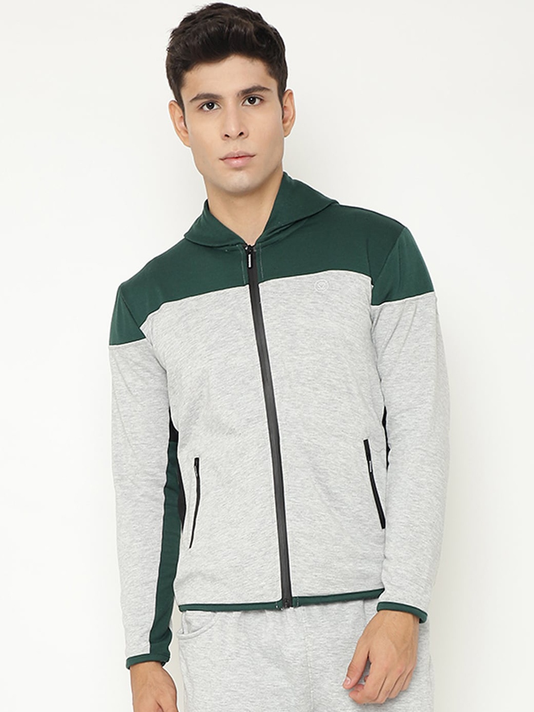 

CHKOKKO Men Hooded Training Or Gym Fleece Sporty Jacket, Grey melange