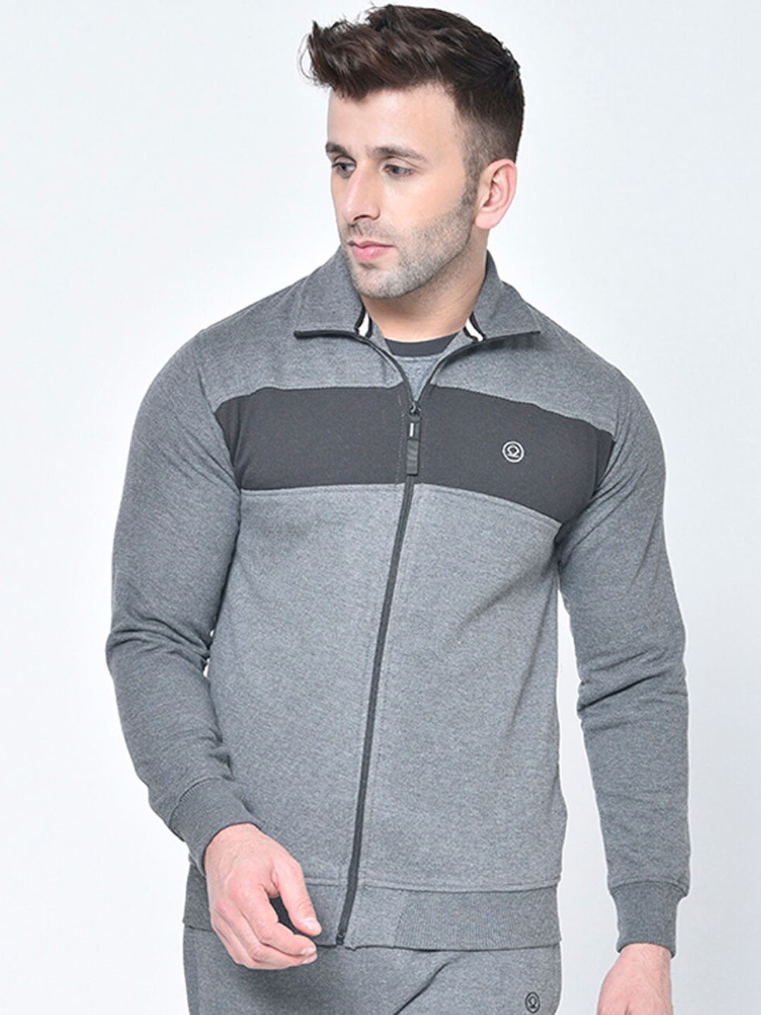 

CHKOKKO Men Training Or Gym Fleece Sporty Jacket, Grey melange