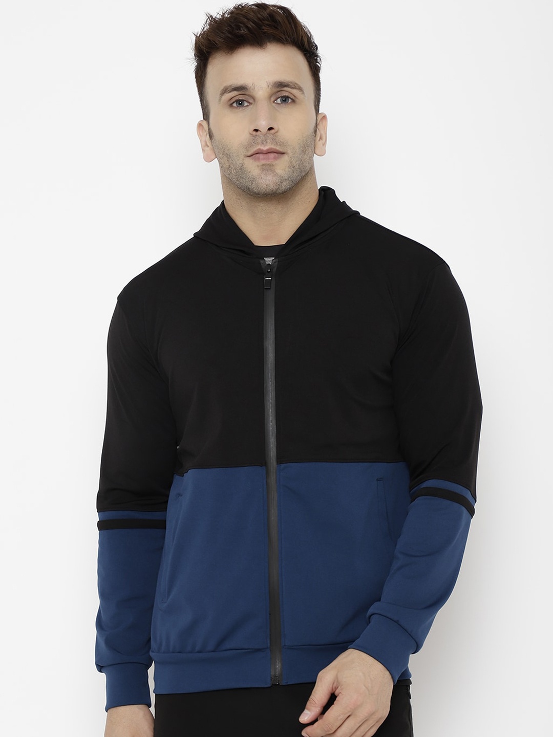 

CHKOKKO Men Open Front Jacket, Black