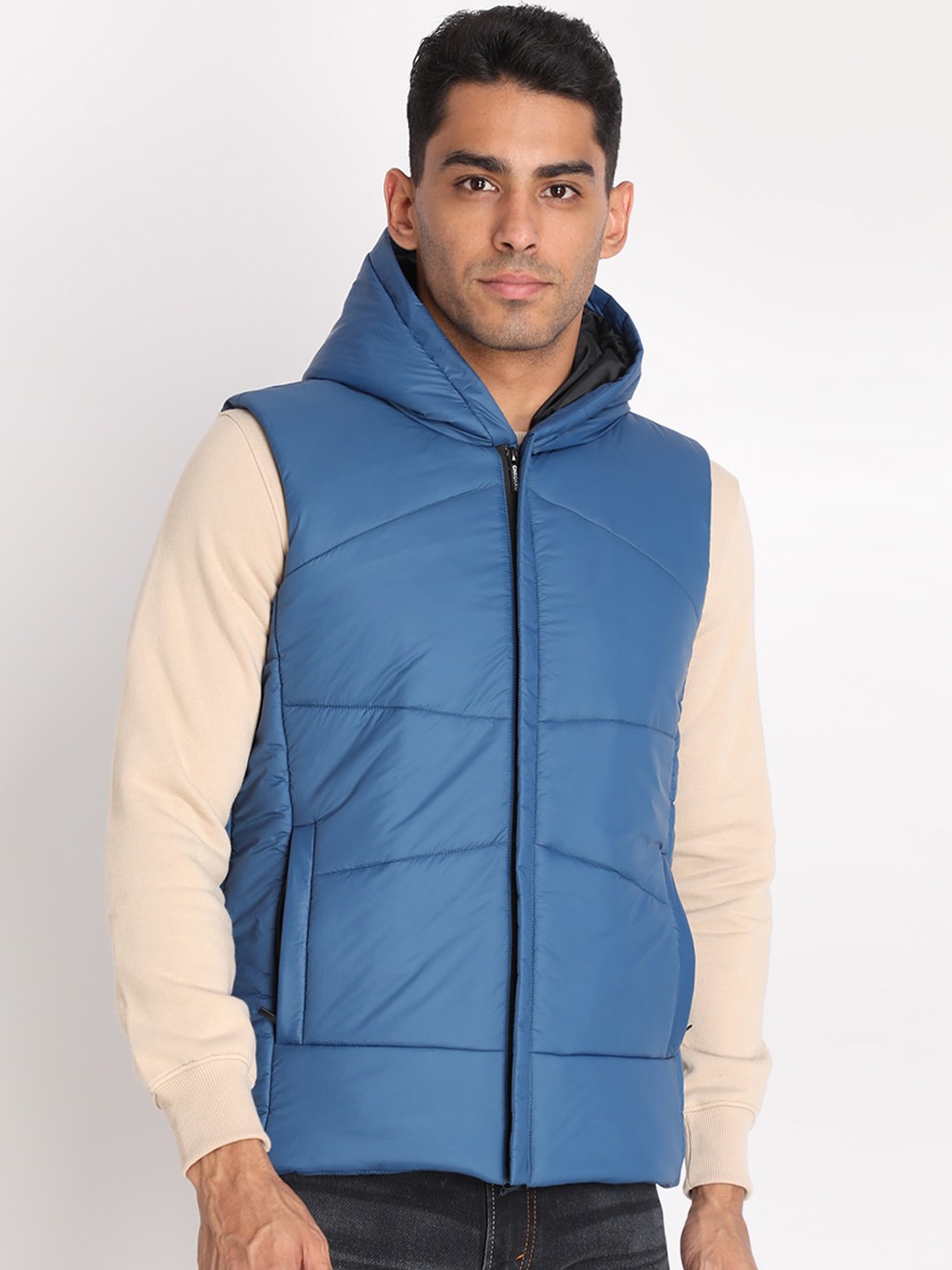 

CHKOKKO Men Hooded Lightweight Quilted Jacket, Blue